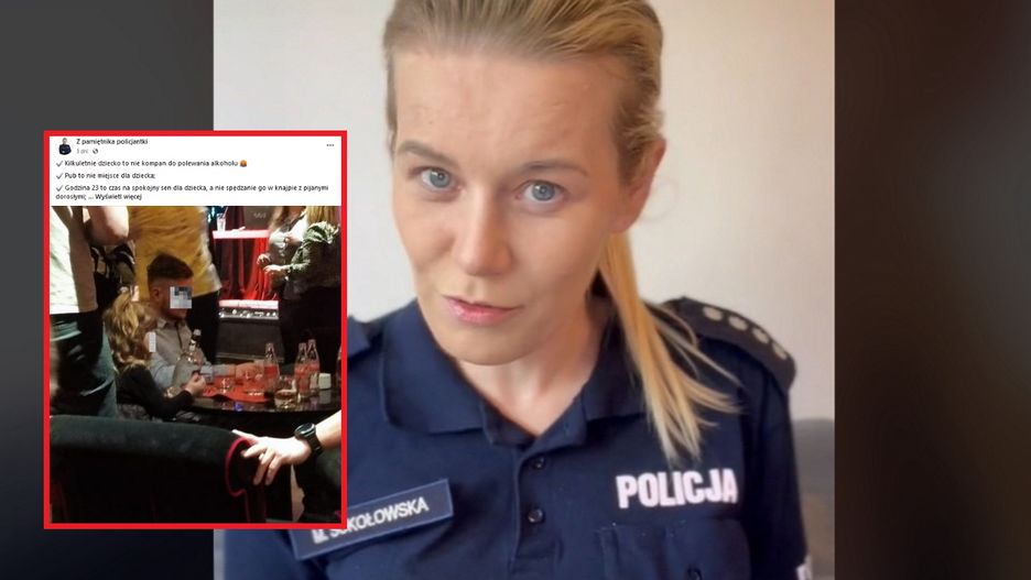 Policjantka pokazała zdjęcie. Przedszkolak rozlewa alkohol w pubie