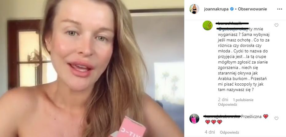Joanna krupa skrytykowana przez fanów