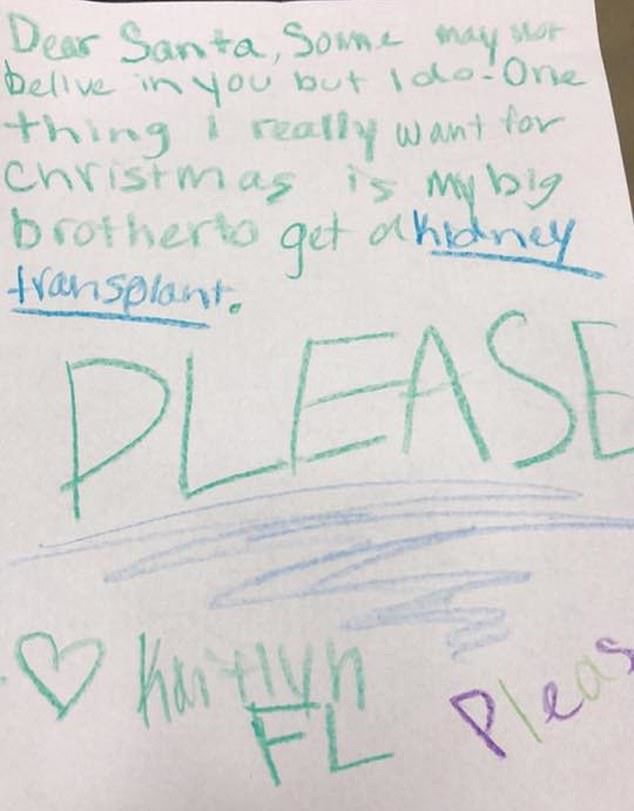 Mała Kaitlyn prosiła Mikołaja o przeszczep nerki dla jej brata