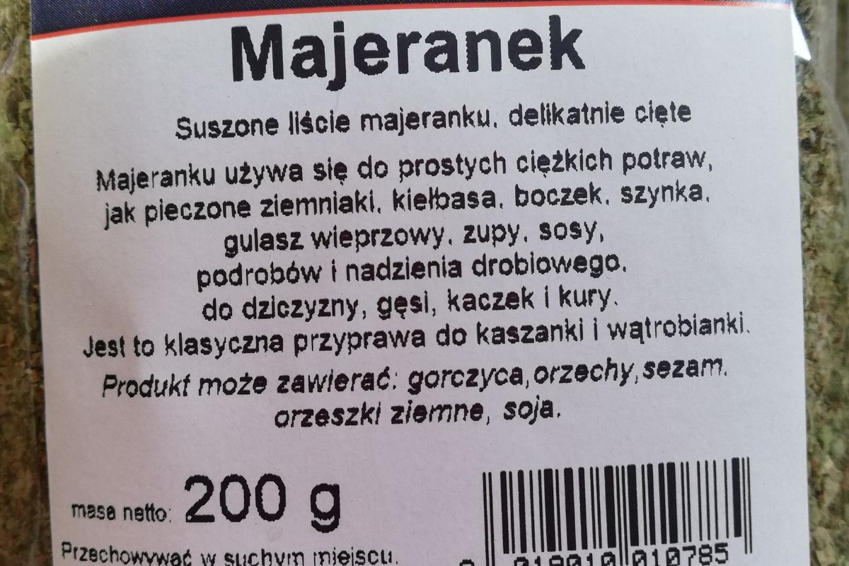 GIS wycofuje partię majeranku suszonego
