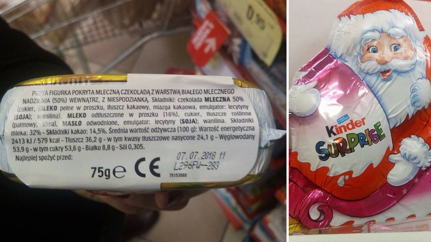 Mikołaj marki Kinder Suprise zawiera 50 proc. czekolady