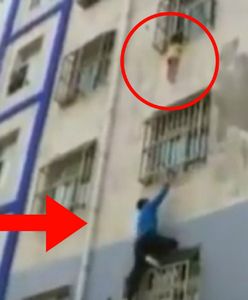 Człowiek-pająk ratuje 2-latka zaklinowanego w okiennej kracie