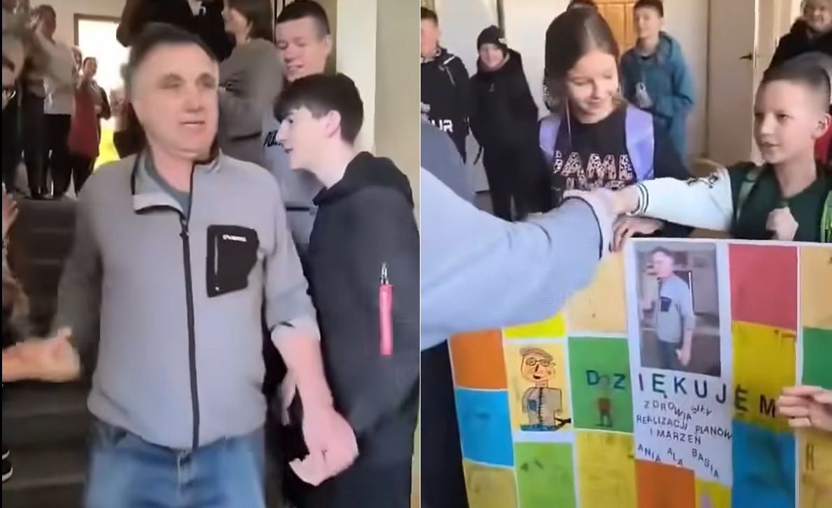 Uczniowie pożegnali pracownika szkoły. Wzruszające nagranie krąży w sieci
