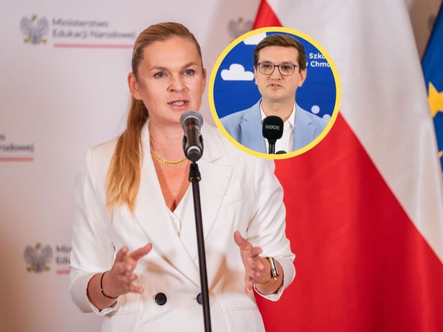 Na zdjęciu Barbara Nowacka, ministra edukacji, Michał Cieśla, rzecznik Szkoły w Chmurze