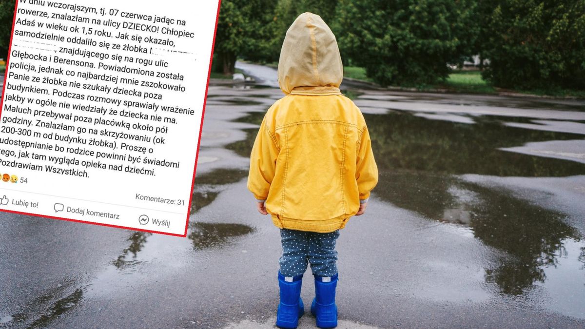 1,5-roczny chłopiec błąkał się po ulicy. Nikt nie zauważył, że wyszedł ze żłobka