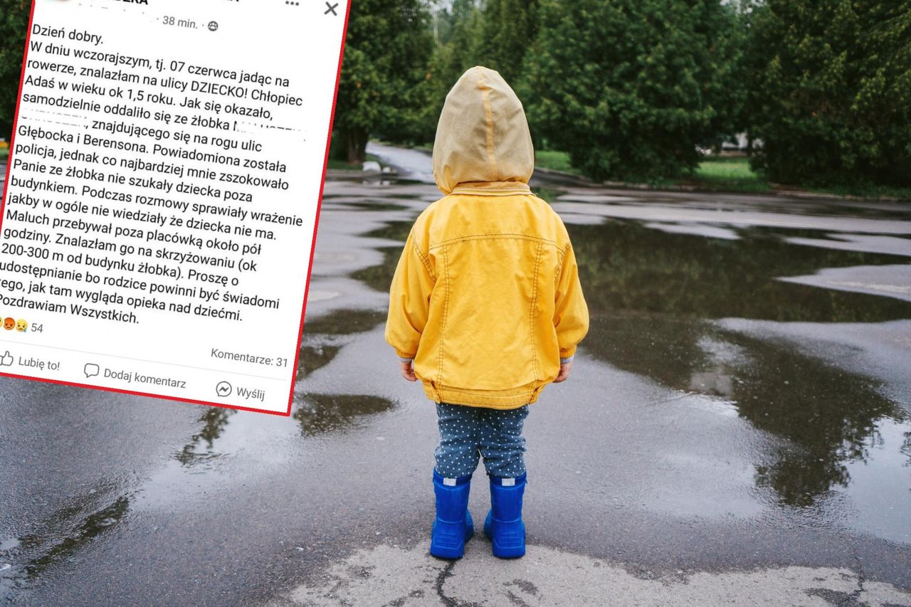 1,5-roczny chłopiec błąkał się po ulicy na Białołęce. Nikt nie zauważył, że wyszedł ze żłobka