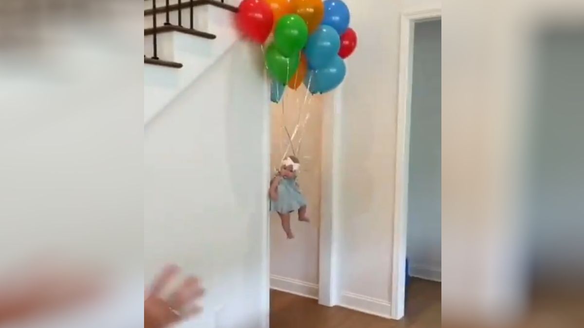 Kobieta myślała, że dziecko jest unoszone na balonach. Filmik robi furorę w sieci