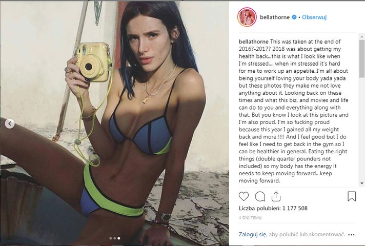 Bella Thorne przyznała się do zaburzeń odżywiania