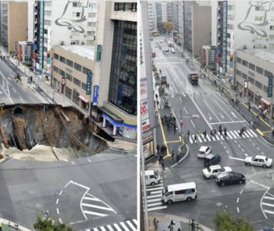 Gigantyczna dziura w jezdni naprawiona w 48 godzin. Tak się buduje w Japonii