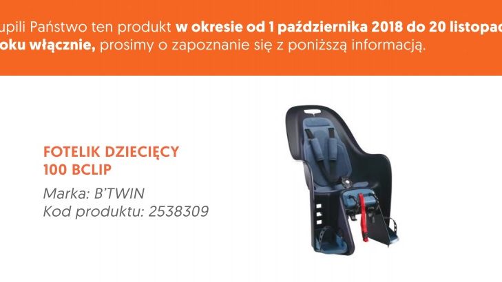 Decathlon wycofuje fotelik
