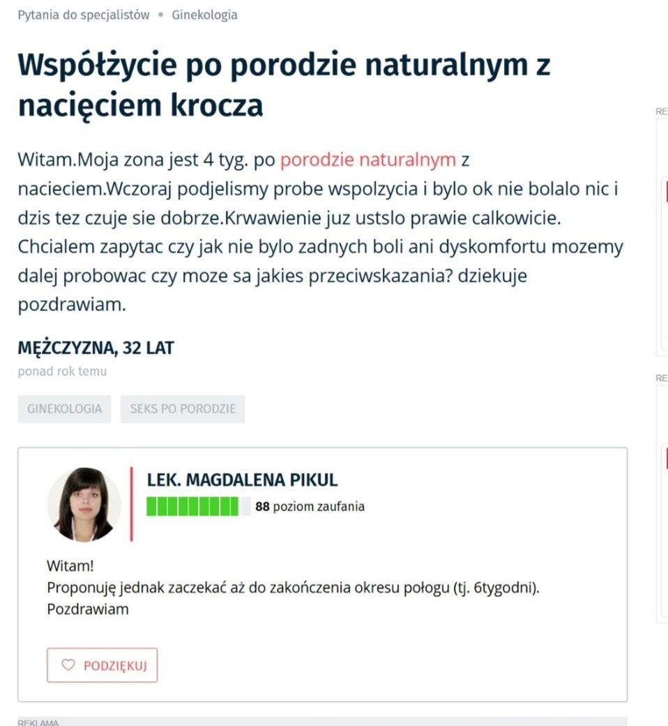 Powrót do aktywności seksualnej po porodzie warto skonultować z ginekologiem