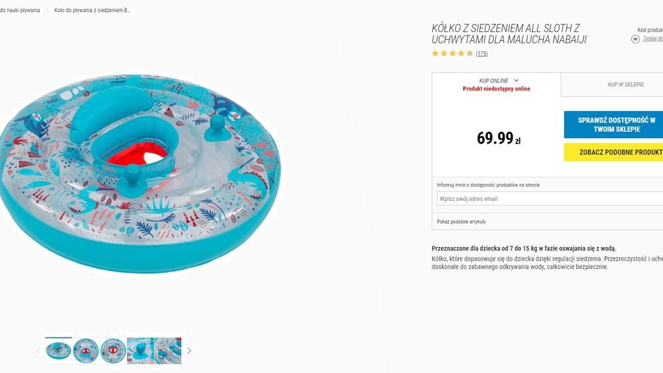 DECATHLON WYCOFUJE KÓŁKO Z SIEDZENIEM ALL SLOTH Z UCHWYTAMI DLA MALUCHA NABAIJI