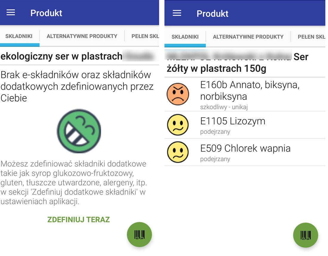 Aplikacja umożliwiła mi sprawdzenie składów popularnych produktów