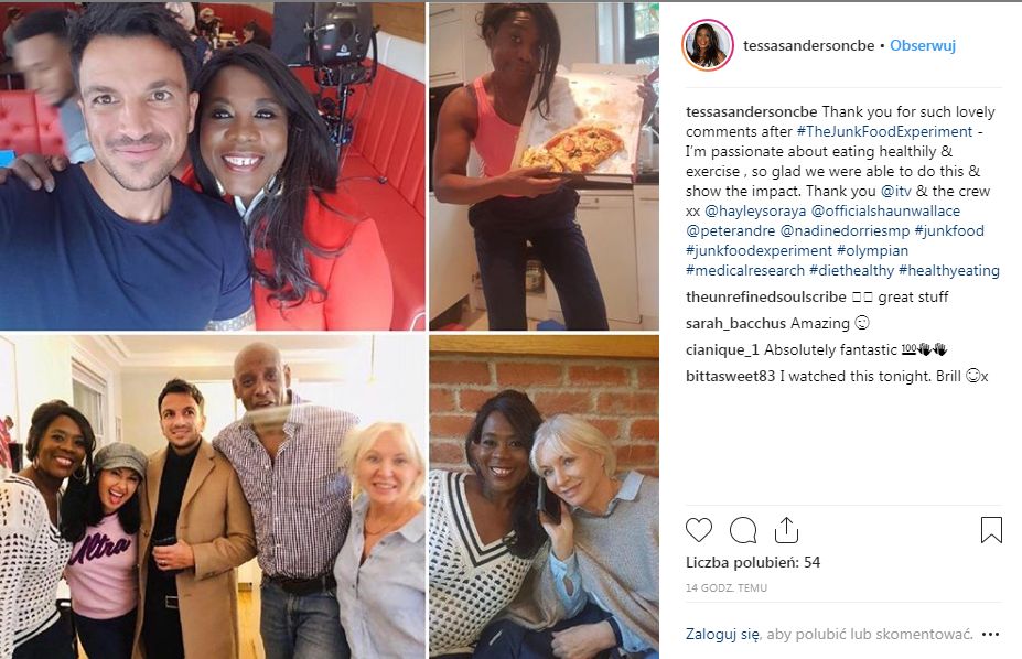 The Junk Food Experiment. Znani Brytyjczycy na wysokokalorycznej diecie [instagram.com]