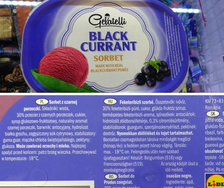Sorbet z czarnej porzeczki Gelatelli, Lidl