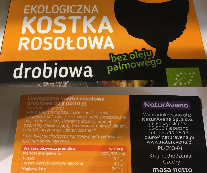 Ekologiczna kostka rosołowa drobiowa NaturAvena