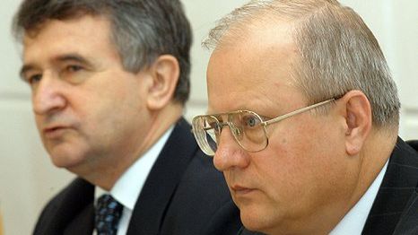 Grzegorz Kurczuk i Leon Kieres na konferencji w sprawie Jedwabnego