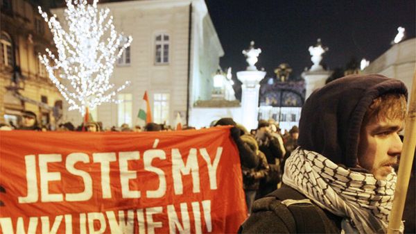 Protest przeciw ACTA przed Pałacem Prezydenckim, 27 stycznia 2012 r.