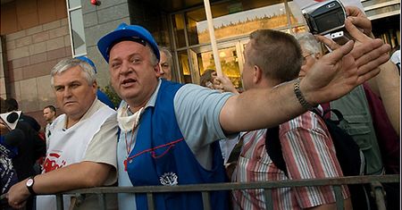 Manifestacja stoczniowców w Warszawie