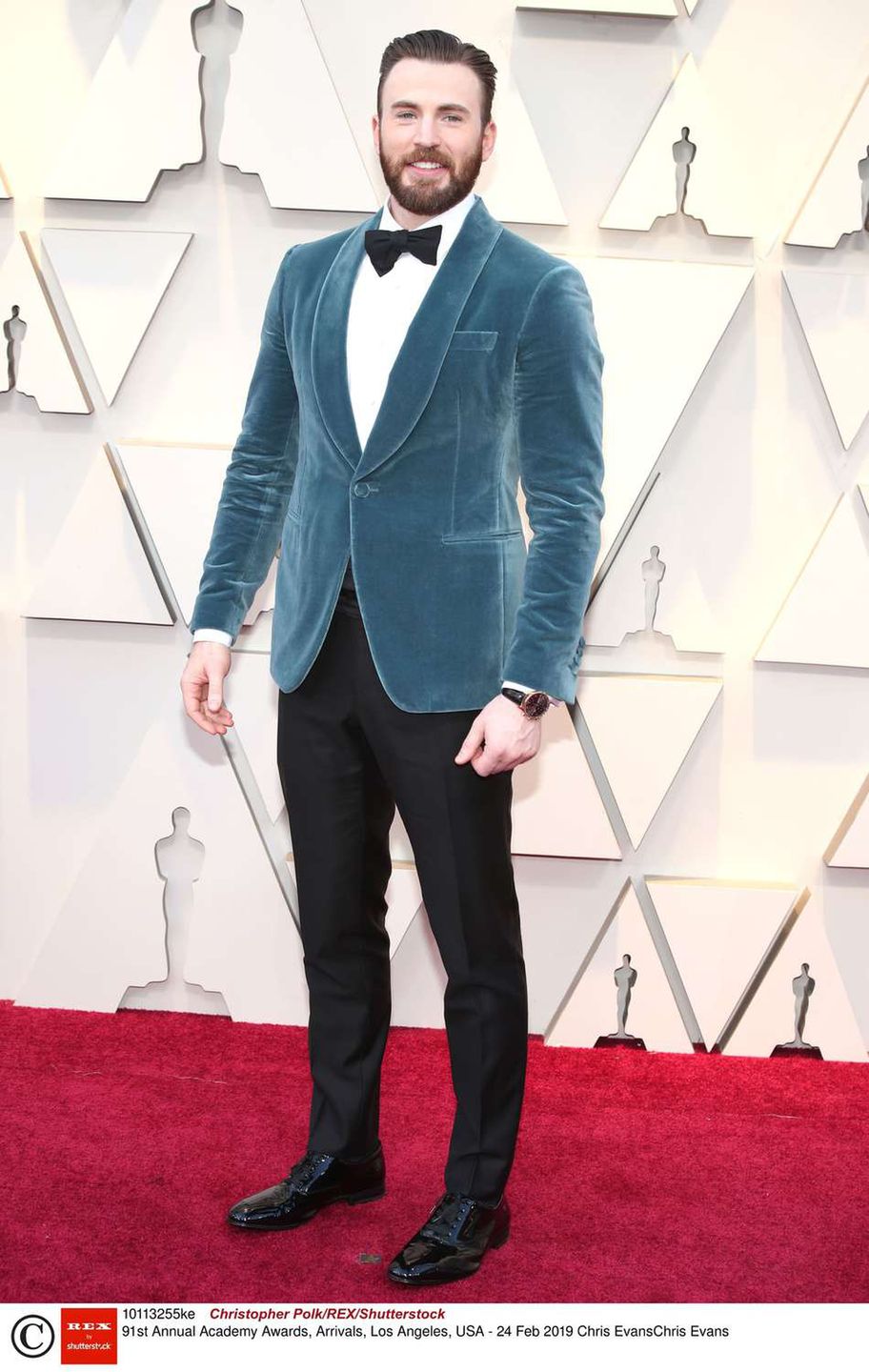 Chris Evans – Oscary 2019, garnitur: Salvatore Ferragamo