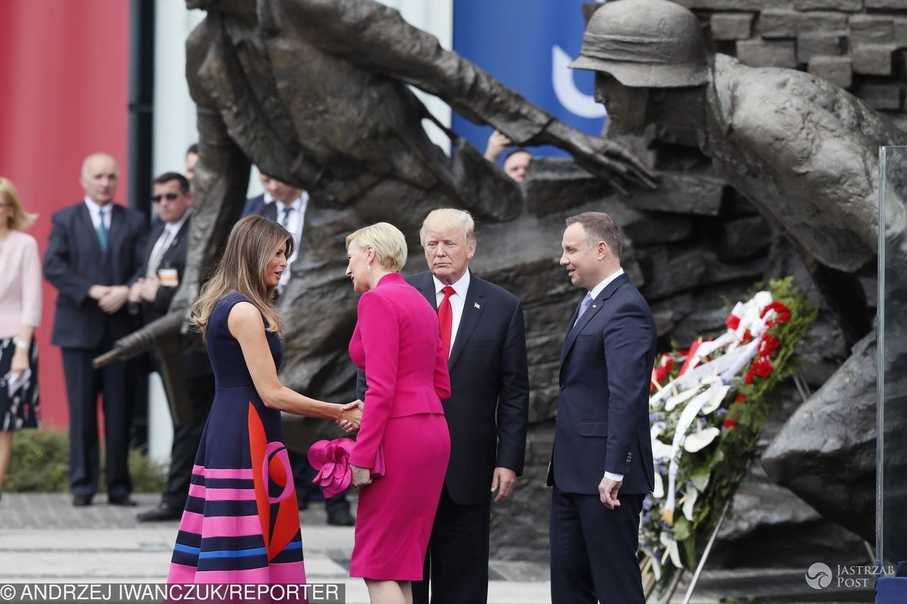 Melania Trump i Donald Trump oraz Andrzej Duda i Agata Duda w Warszawie