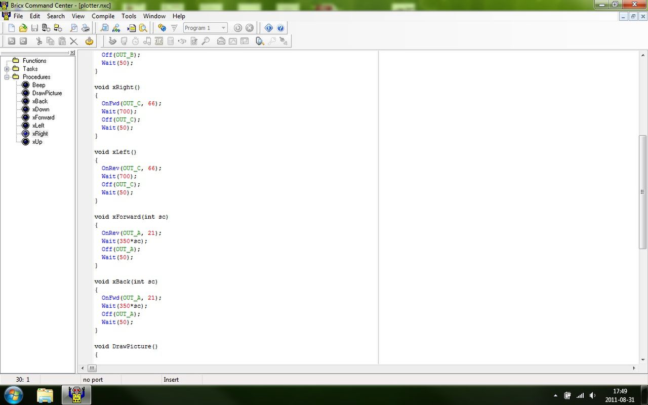 Program plotera w BricxCC