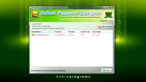 Outlook Password Decryptor