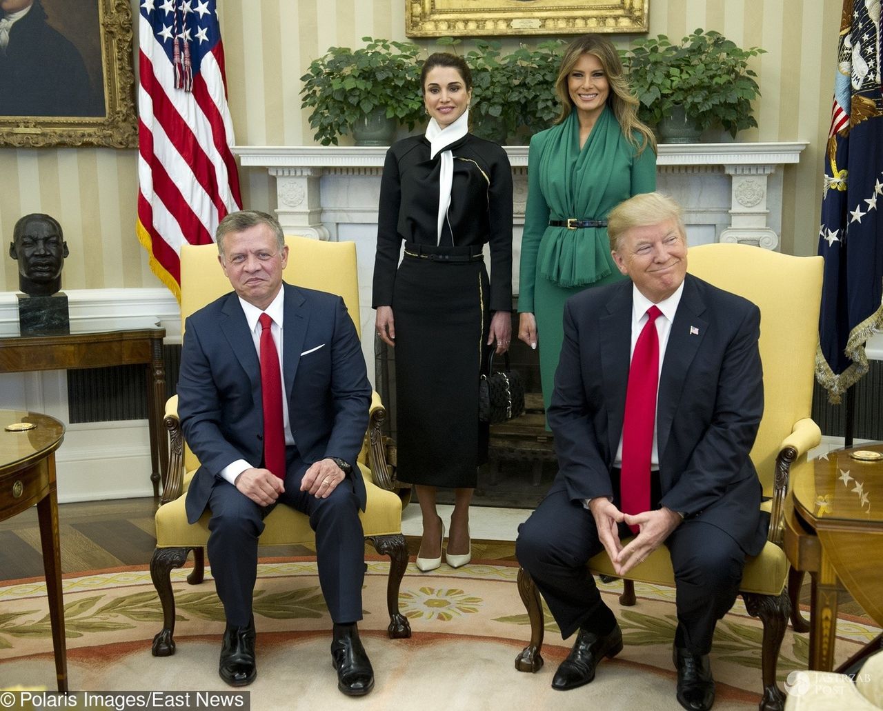 Jordańska para królewska w USA - z Donaldem Trumpem i Melanią