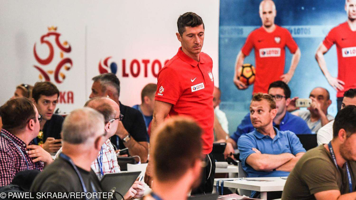 Robert Lewandowski i Adam Nawałka na konferencji prasowej