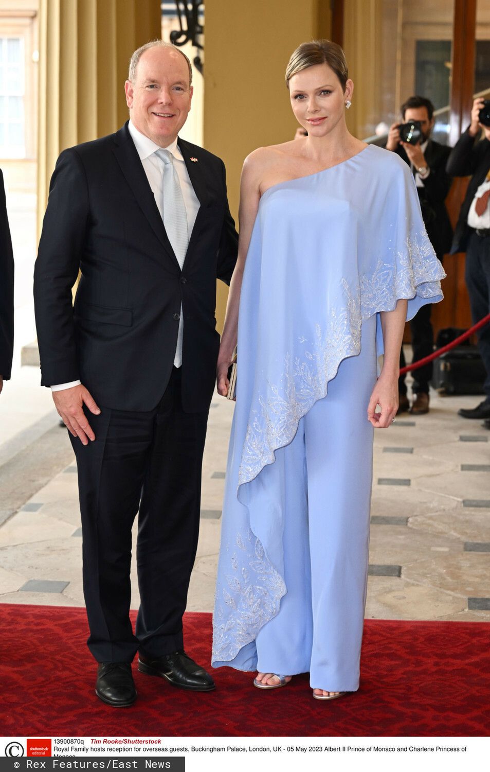 Albert i Charlene z Monako - przyjęcie przed koronacją Karola III  (fot. East News)
