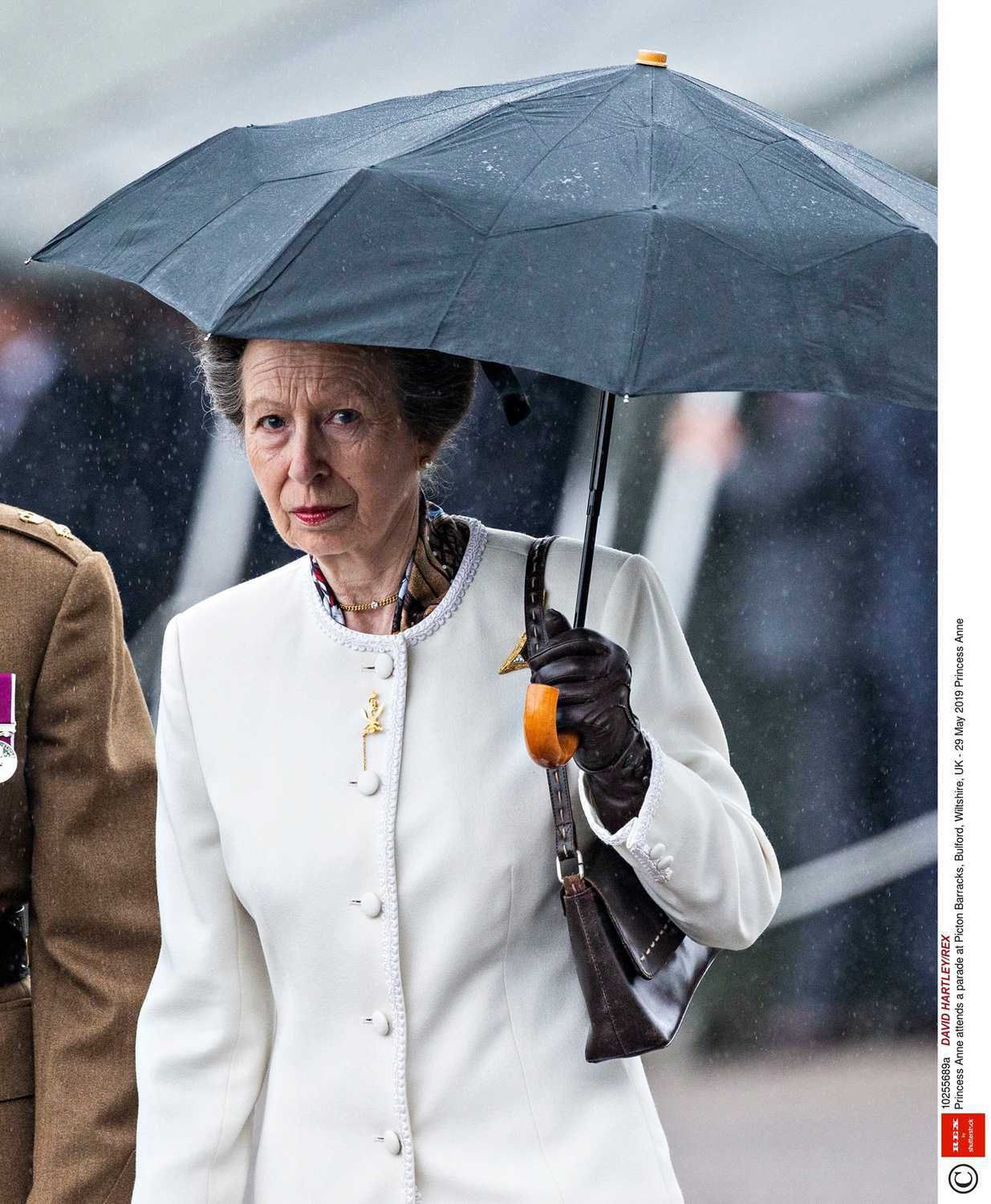 Mandatory Credit: Photo by DAVID HARTLEY/REX (10255689a)  Princess Anne  Princess Anne attends a parade at Picton Barracks, Bulford, Wiltshire, UK - 29 May 2019