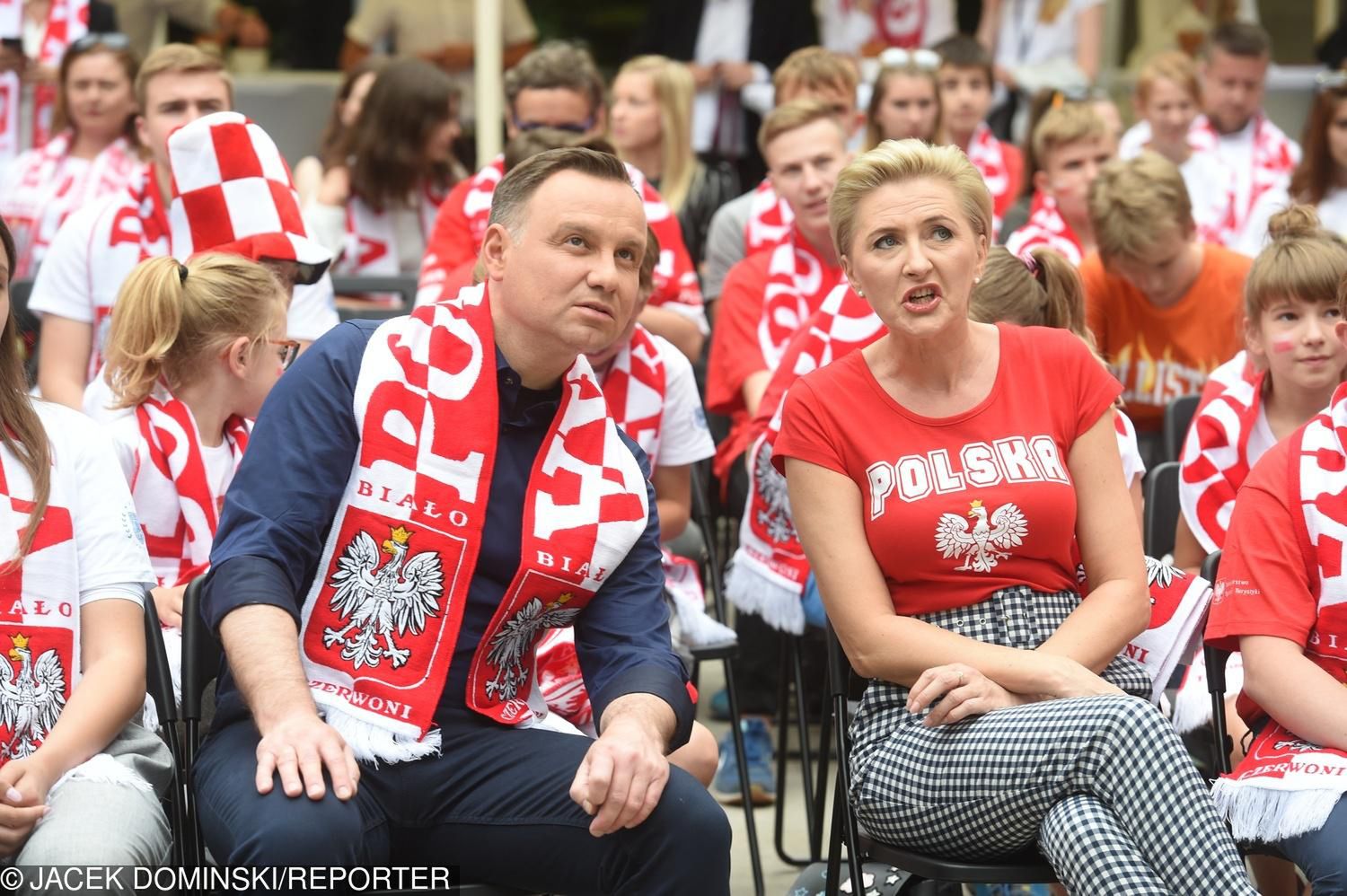 Andrzej Duda i Agata Duda kibicują Polakom w Moskwie