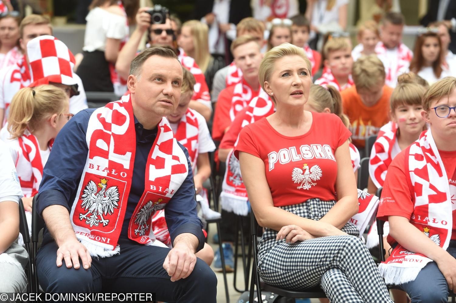 Andrzej Duda i Agata Duda kibicują Polakom w Moskwie