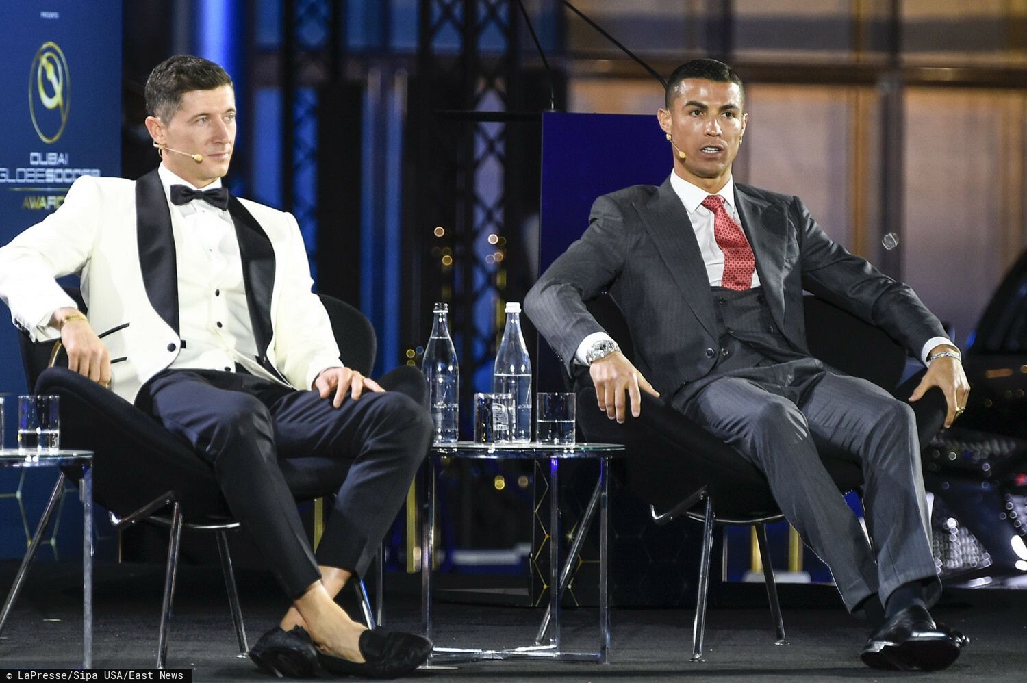 Robert Lewandowski i Cristiano Ronaldo - Globe Soocer Award w Dubaju