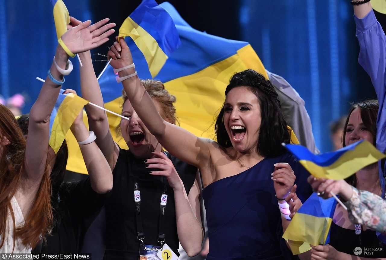 Ukraine's Jamala celebrates as she wins the Eurovision Song Contest final with her song '1944' in Stockholm, Sweden, Sunday, May 15, 2016. (AP Photo/Martin Meissner)