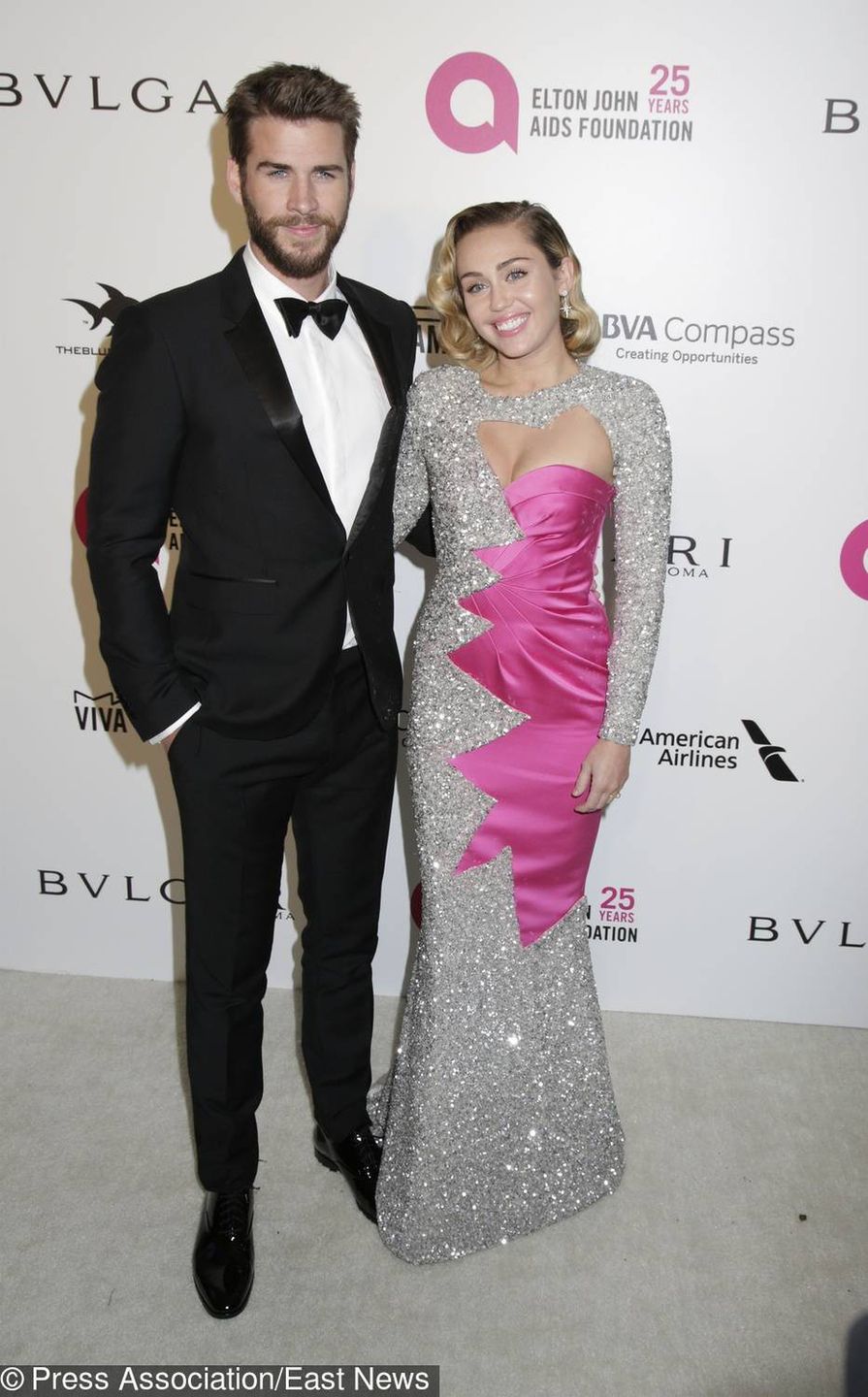 Liam Hemsworth and Miley Cyrus arriving at the Elton John Oscar Party held in Beverly Hills, Los Angeles, USA.