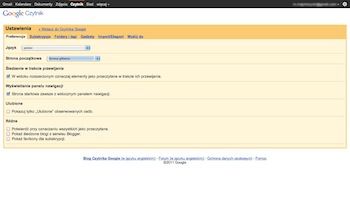 Google Reader - Ustawienia
