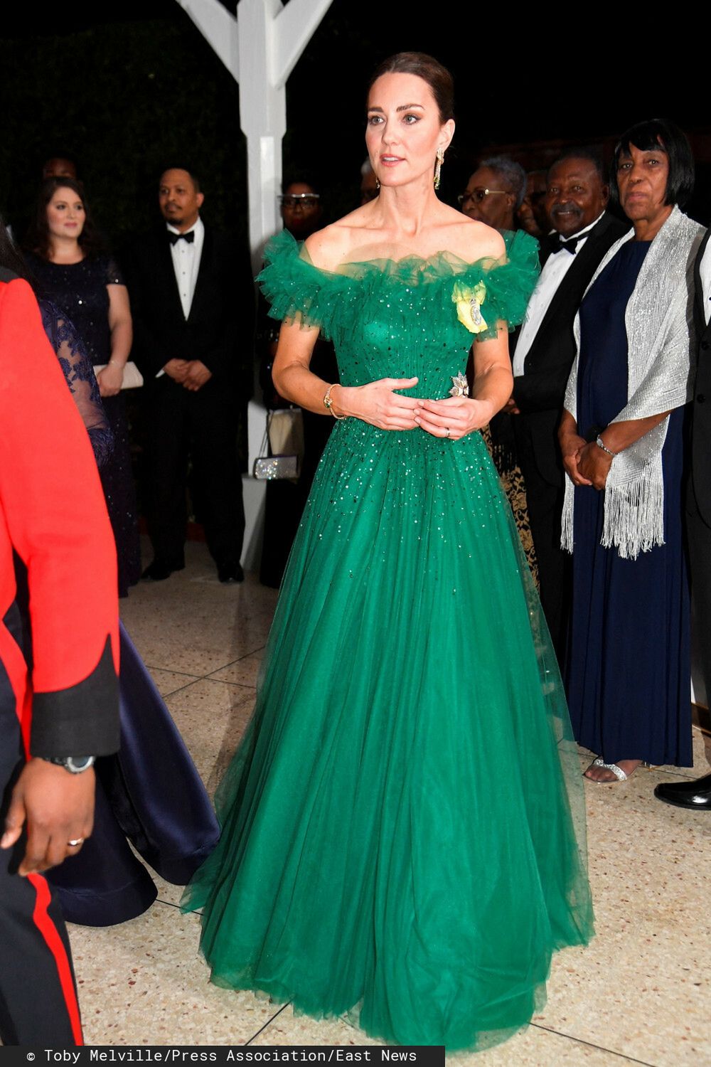 The Duchess of Cambridge during a dinner hosted by Patrick Allen, Governor General of Jamaica, at King's House, in Kingston, Jamaica, on day five of the royal tour of the Caribbean on behalf of the Queen to mark her Platinum Jubilee. Picture date: Wednesday March 23, 2022.