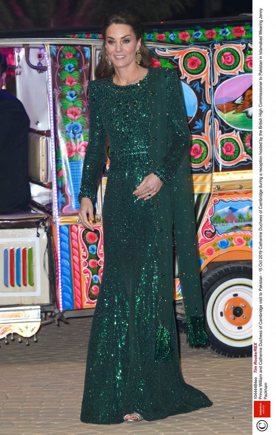 Mandatory Credit: Photo by Tim Rooke/REX (10444484eo)  Catherine Duchess of Cambridge during a reception hosted by the British High Commissioner to Pakistan in Islamabad  Prince William and Catherine Duchess of Cambridge visit to Pakistan - 15 Oct 2019  Wearing Jenny Packham