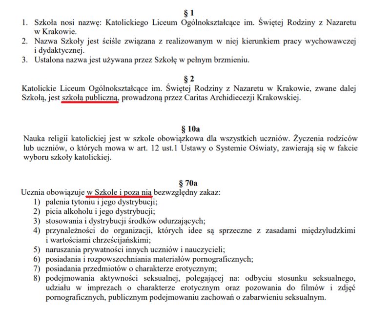 Statut Katolickiego Liceum Ogólnokształcącego w Krakowie