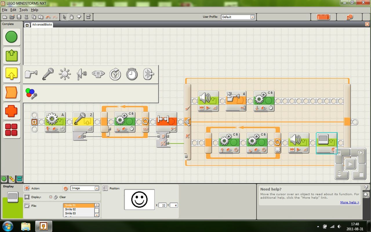 Schemat złożonej aplikacji w NXT-G