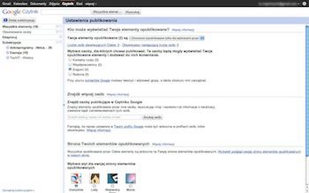 Google Reader - Ustawienia publikowania