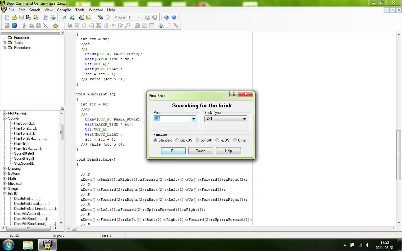 Konfiguracja połączenia BricxCC