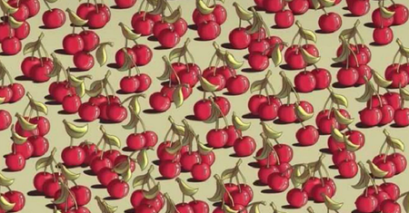 Wytęż wzrok, by znaleźć ukrytego wśród wiśni pomidora. Udaje się to nielicznym