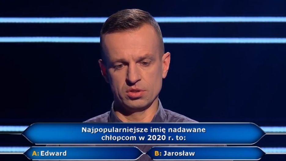 Najpopularniejsze imię dla chłopców w 2020 roku, to? Podchwytliwe pytanie w "Milionerach"