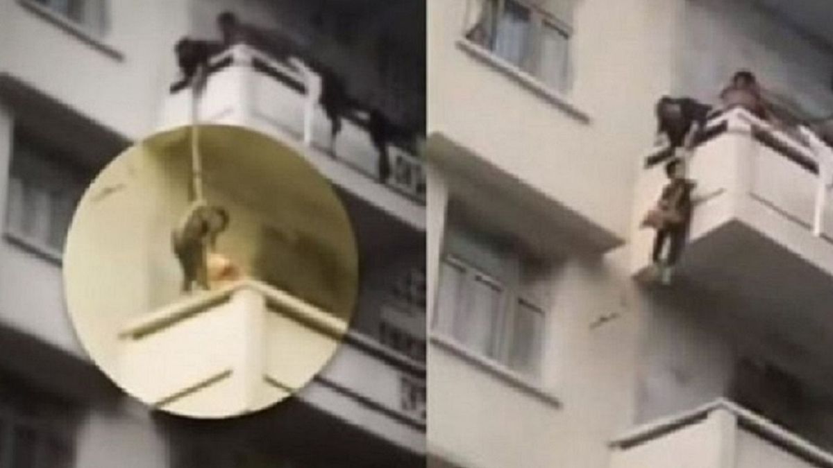 7-latek zwisał z balkonu na linie, by uratować kota babci