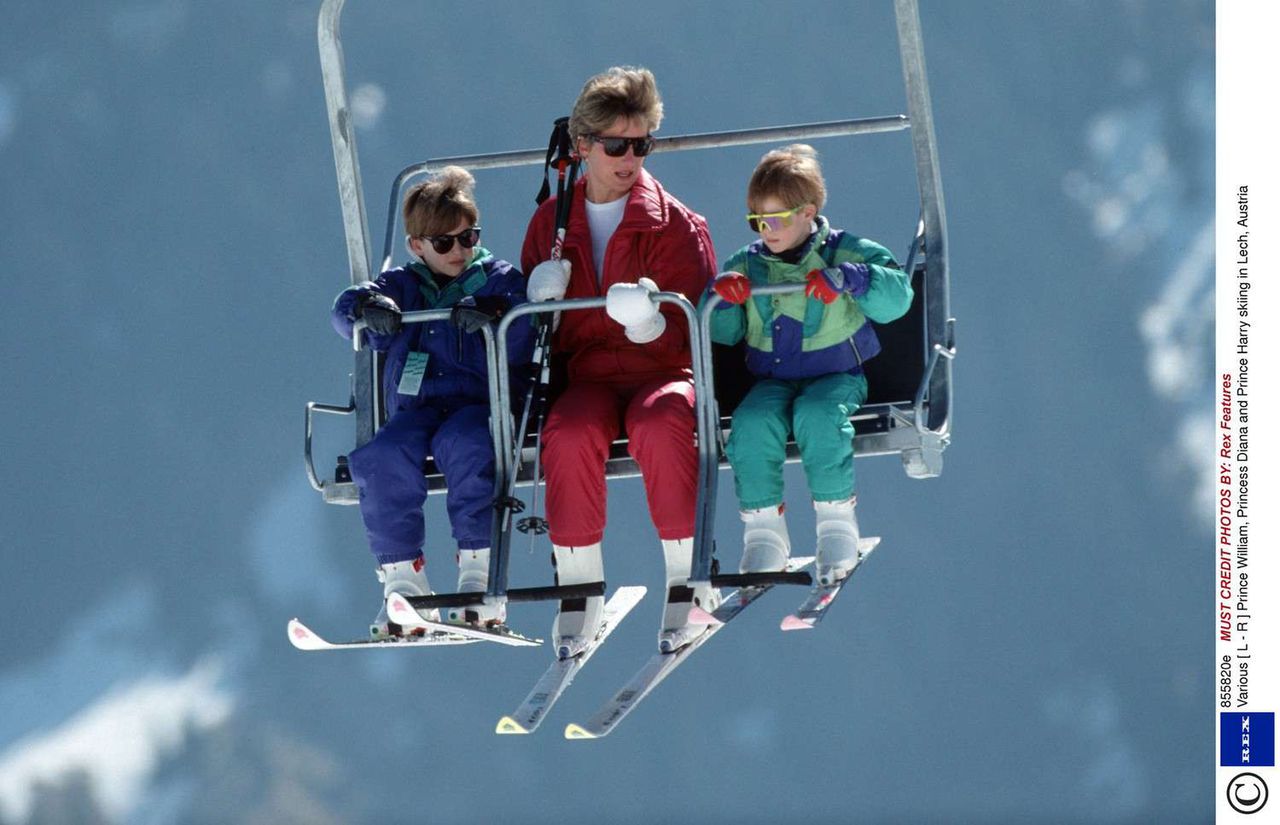 Księżna Diana na nartach z synami w Austrii 1995 rok
