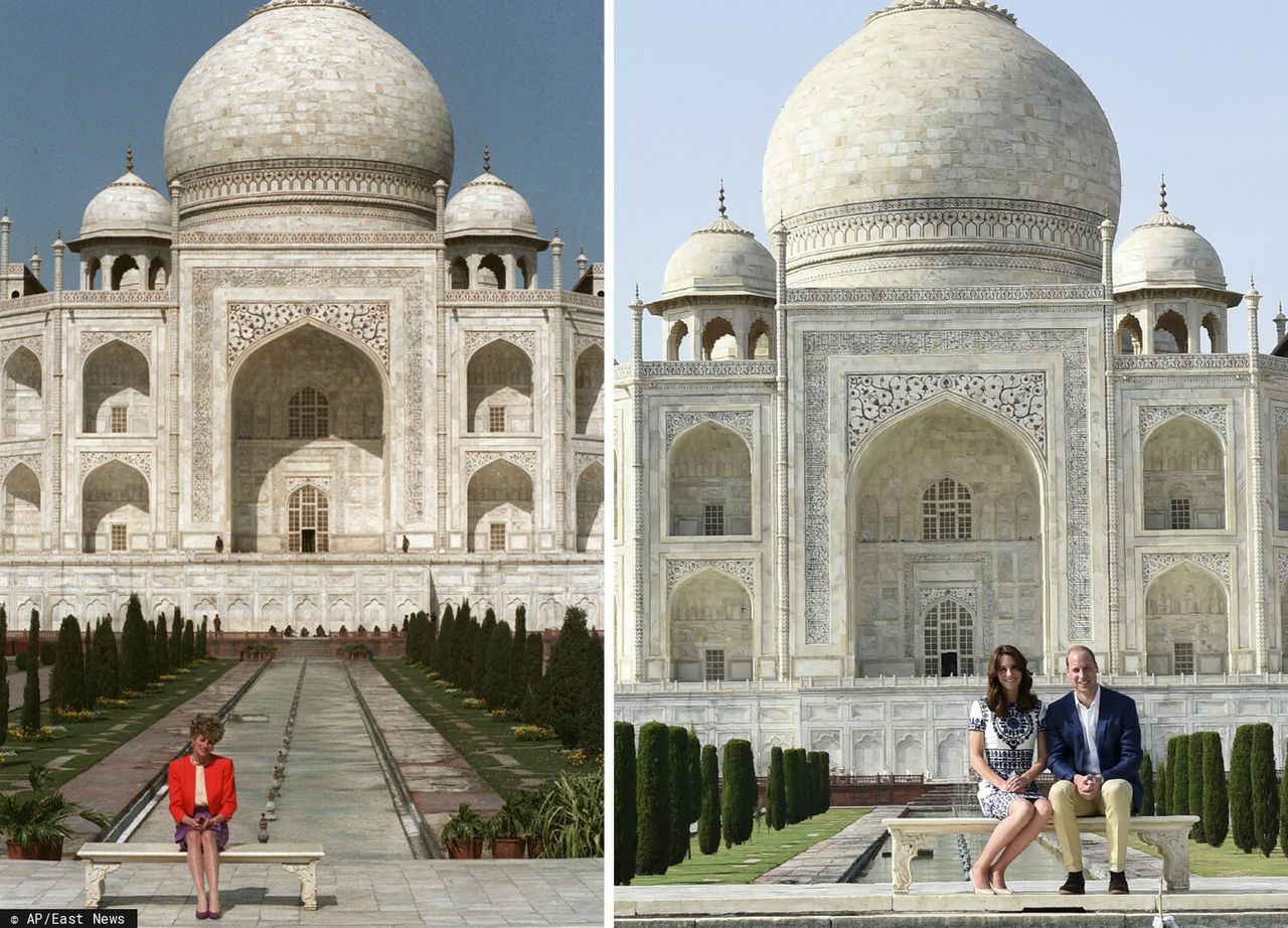 Księżna Diana oraz Kate i William przed Taj Mahal