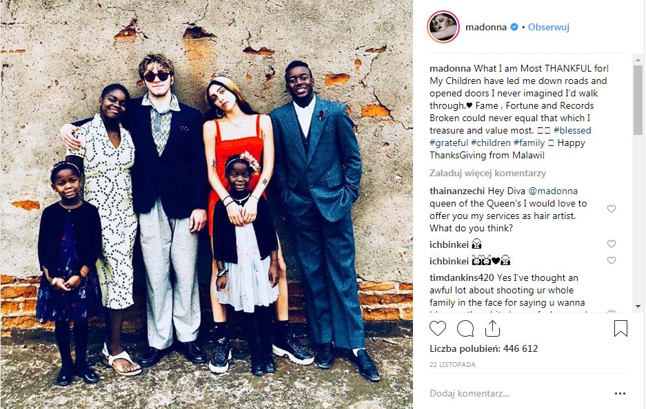 Madonna pokazuje swoje dzieci. Przypomina za co jest wdzięczna