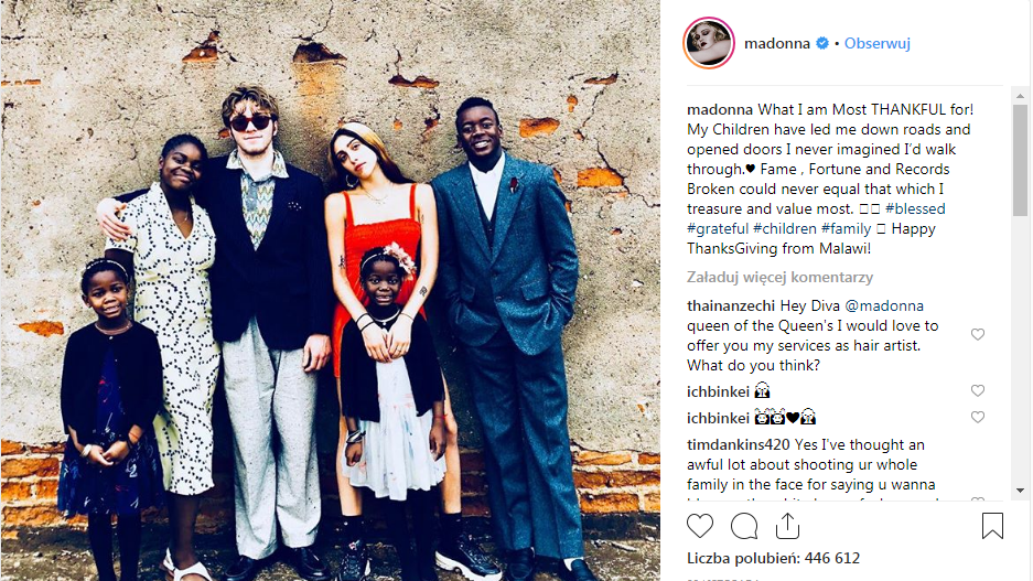 Madonna jest wdzięczna za swoje dzieci 